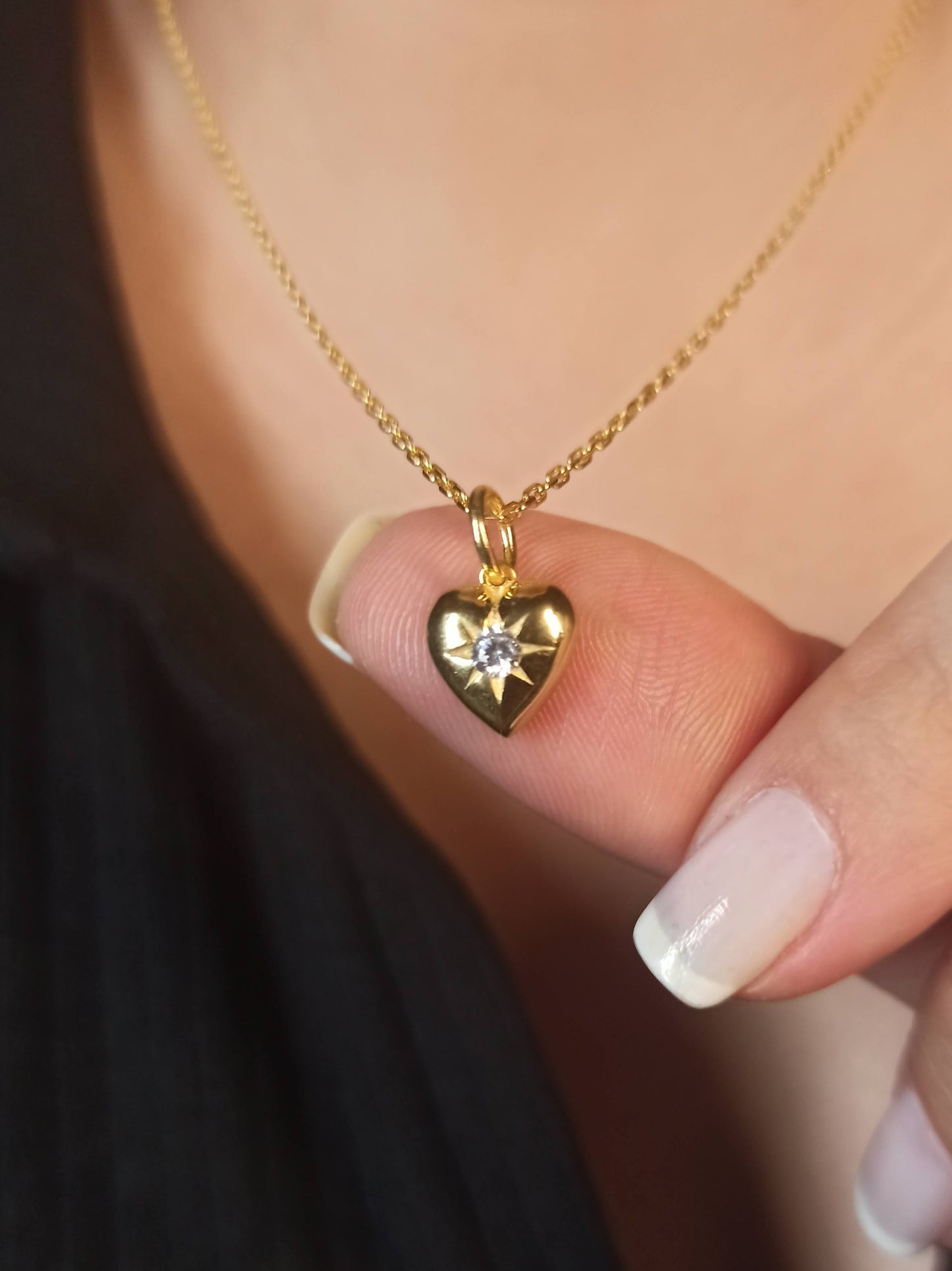 Taşlı Gümüş Kalp Kolye