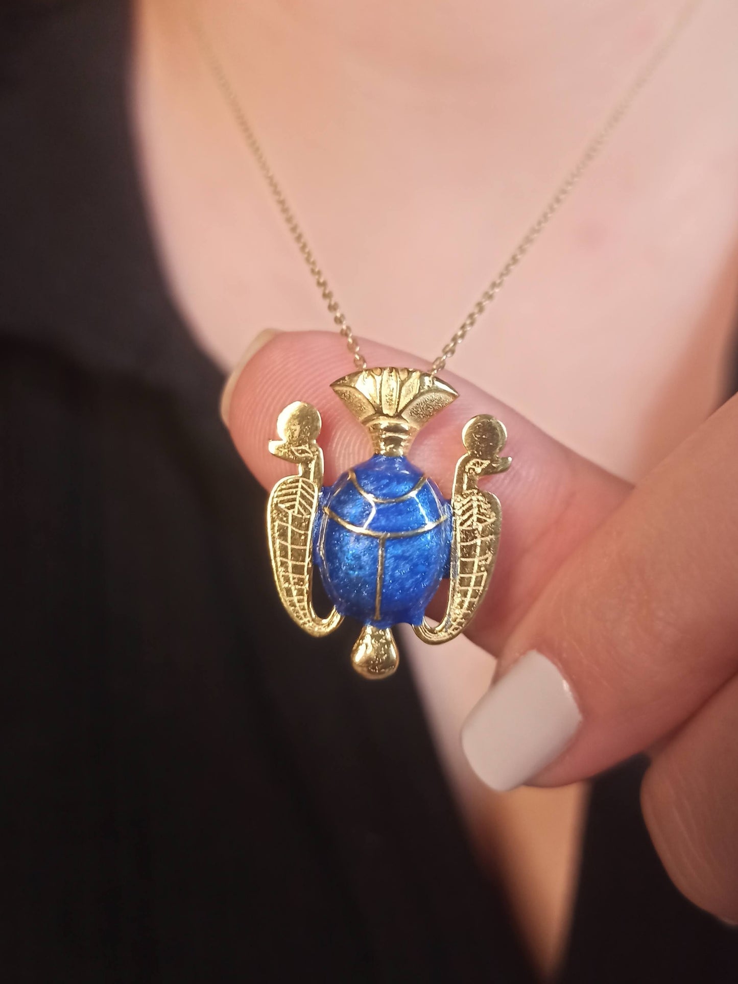 Antik Mısır Mavi Böcek Kolye