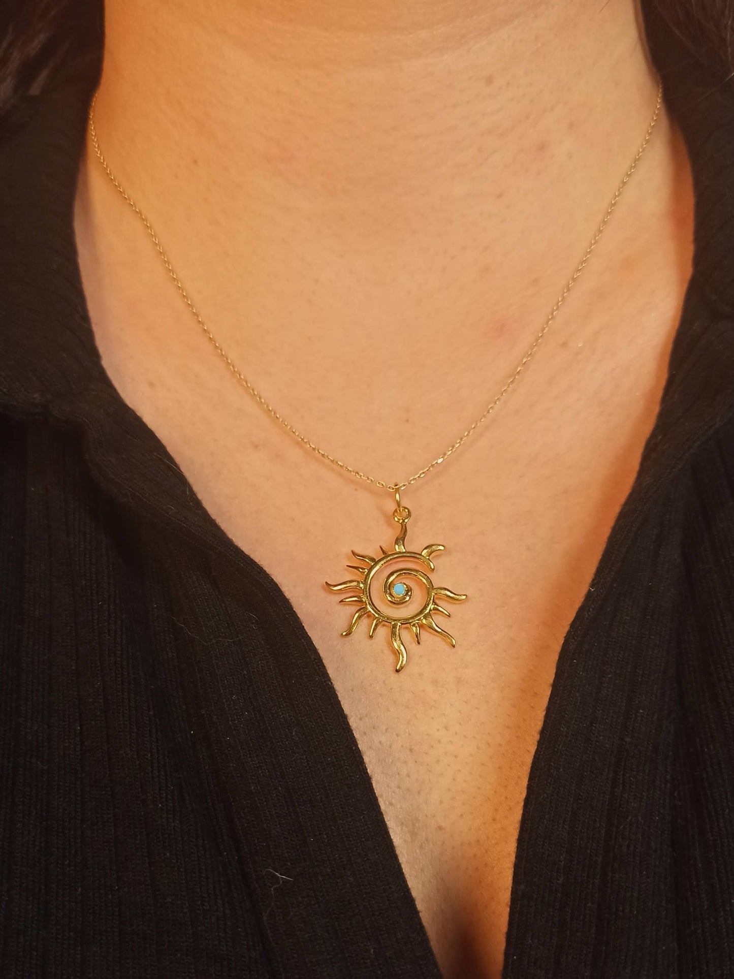 Gümüş Spiral Güneş Kolye