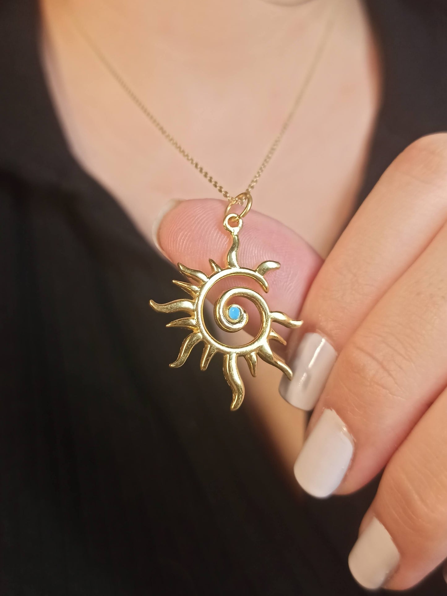 Gümüş Spiral Güneş Kolye