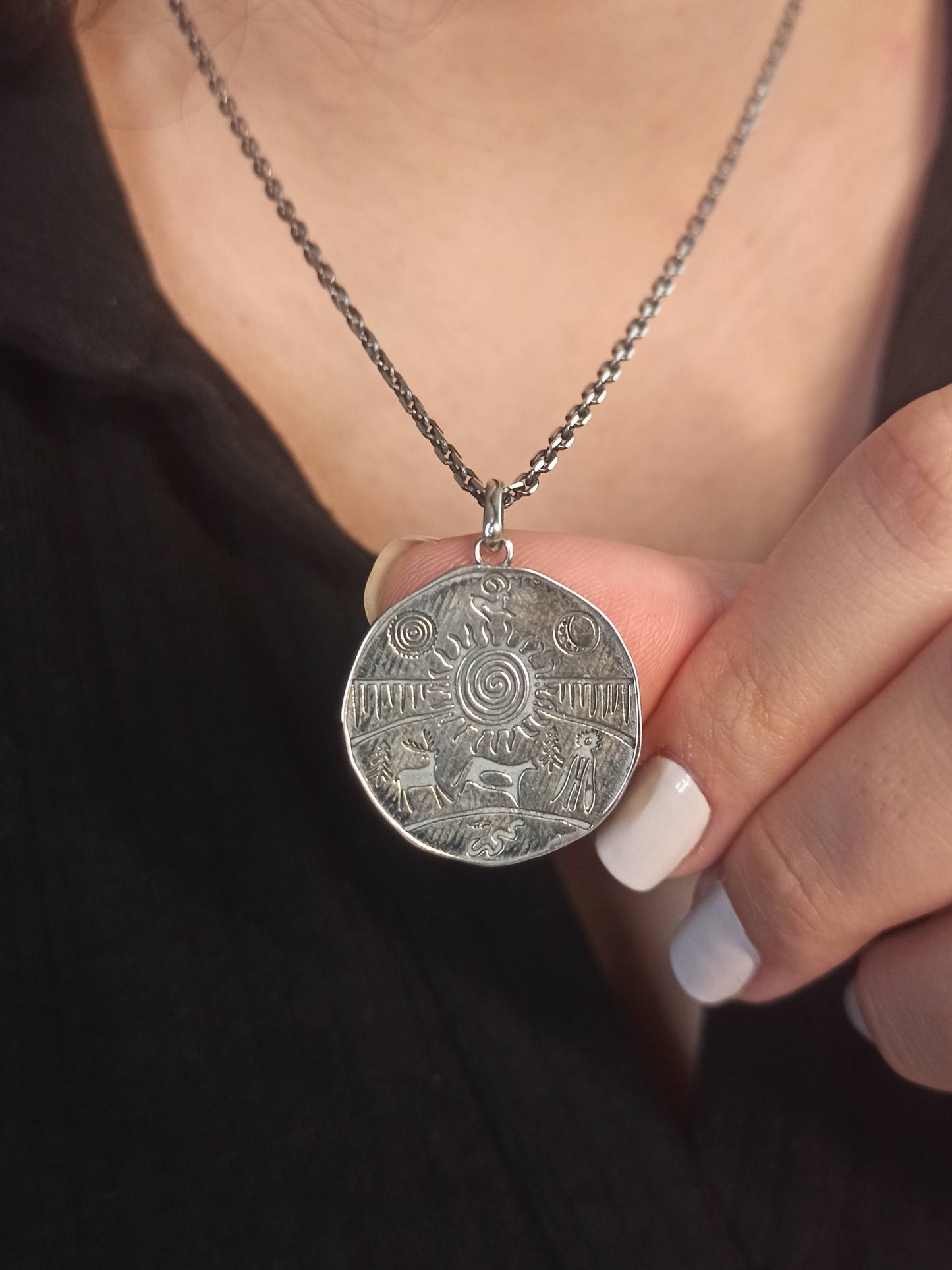 Şaman Davulu Spiral Motifli Erkek Kolye