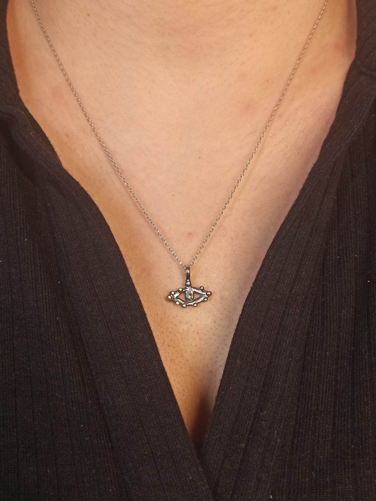 Gümüş Antik Göz Kolye | Nazarlık ve Koruma Sembolü