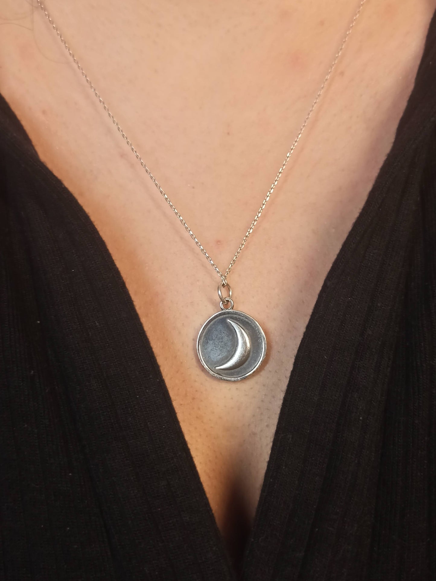 Çift Taraflı Ay ve Güneş Madalyon Kolye