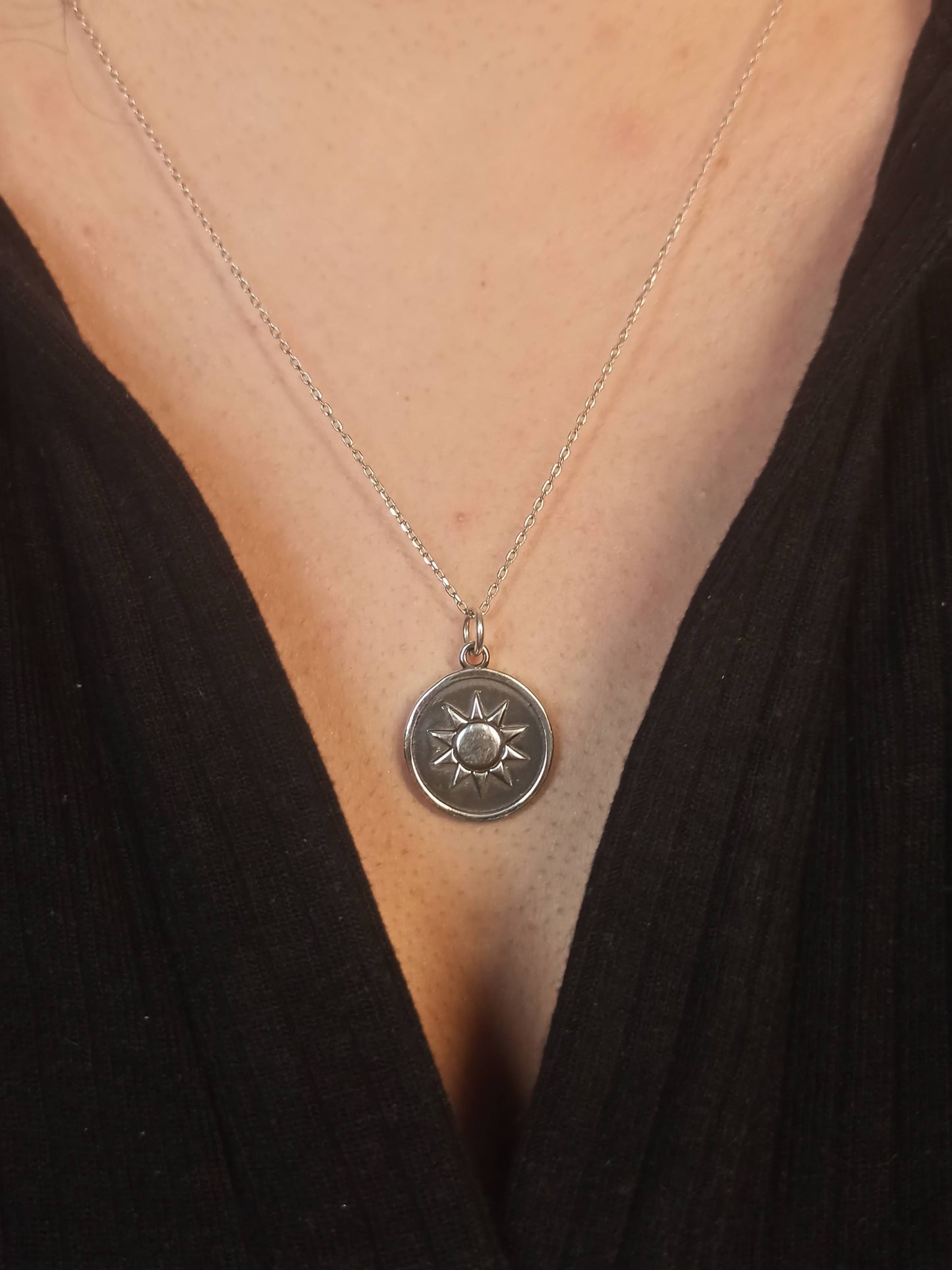 Çift Taraflı Ay ve Güneş Madalyon Kolye