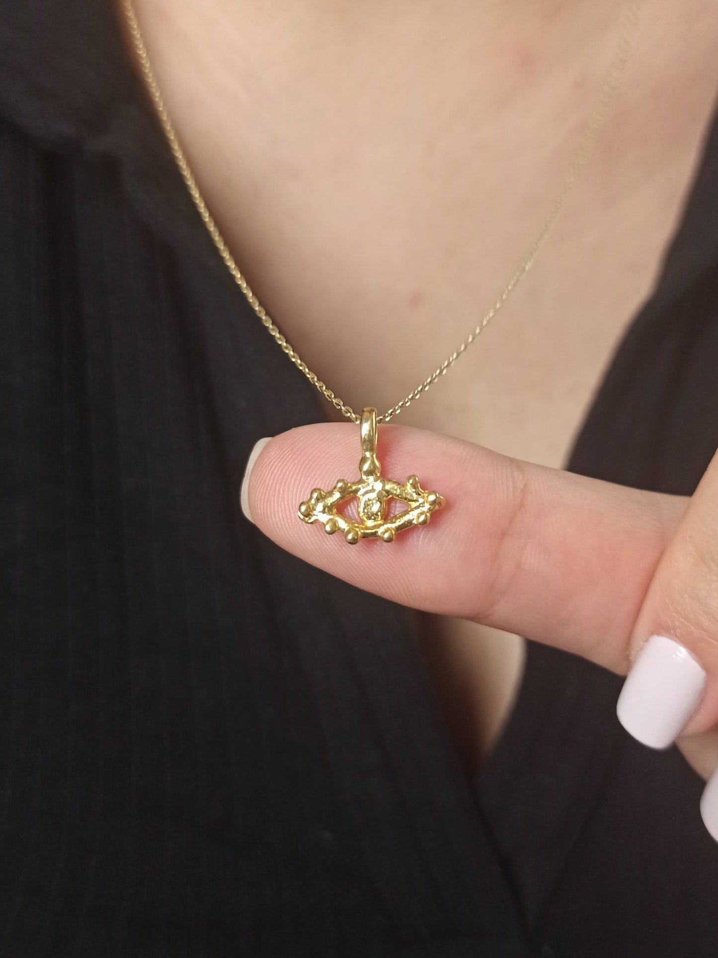 Gümüş Antik Göz Kolye | Nazarlık ve Koruma Sembolü