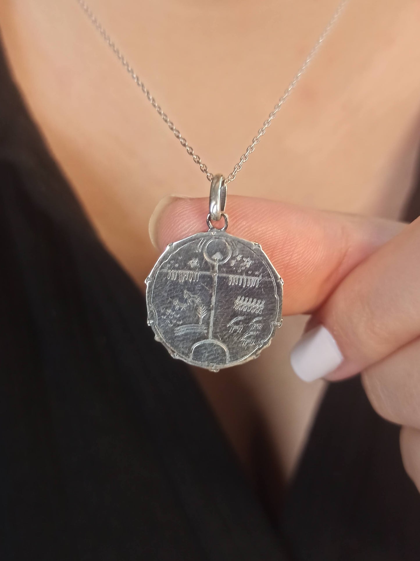 Gümüş Şaman Davulu Kolye