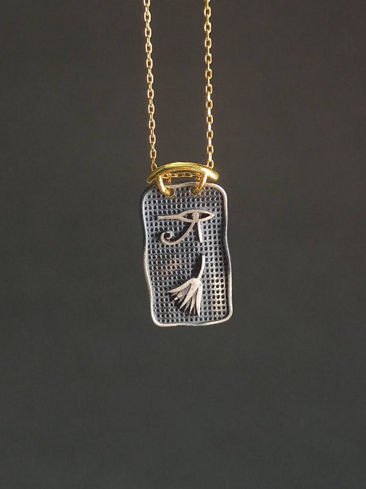 Antik Mısır Göz ve Lotus Madalyon Kolye