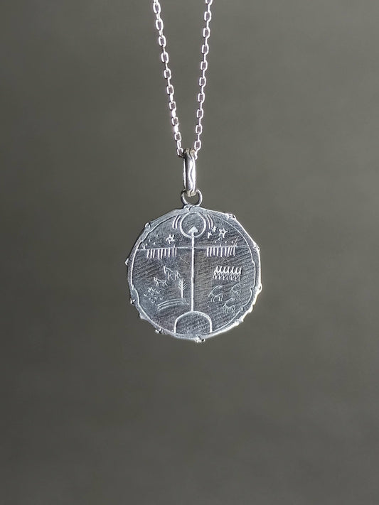 Gümüş Şaman Davulu Kolye