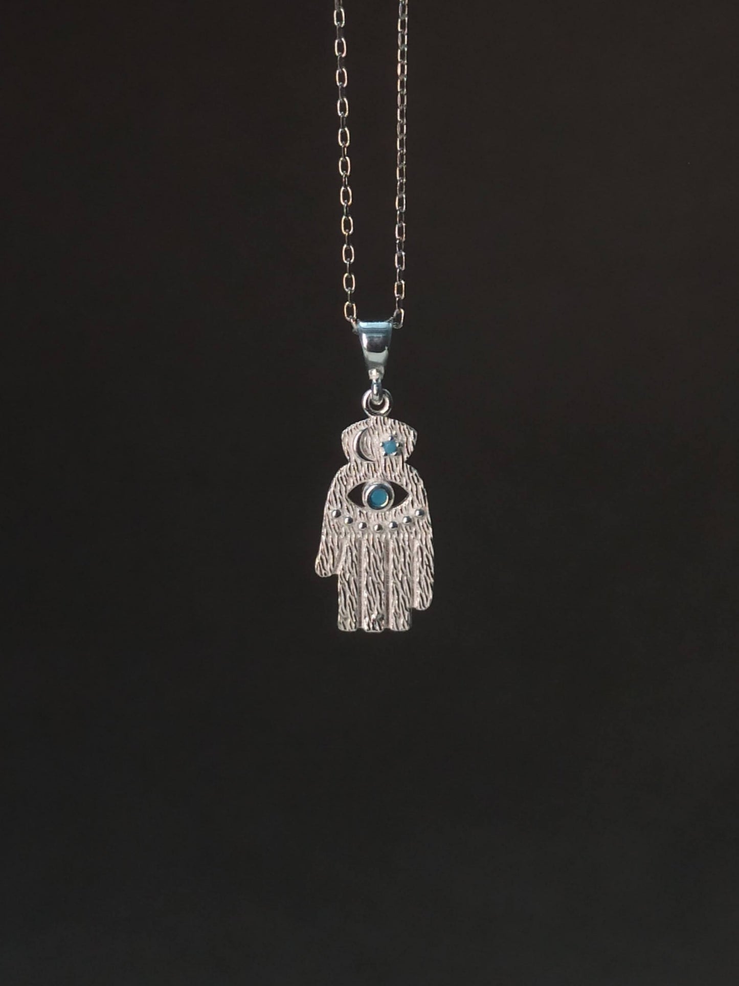 Turkuaz Taşlı Fatma’nın Eli Kolye, Koruma ve Şans Sembolü