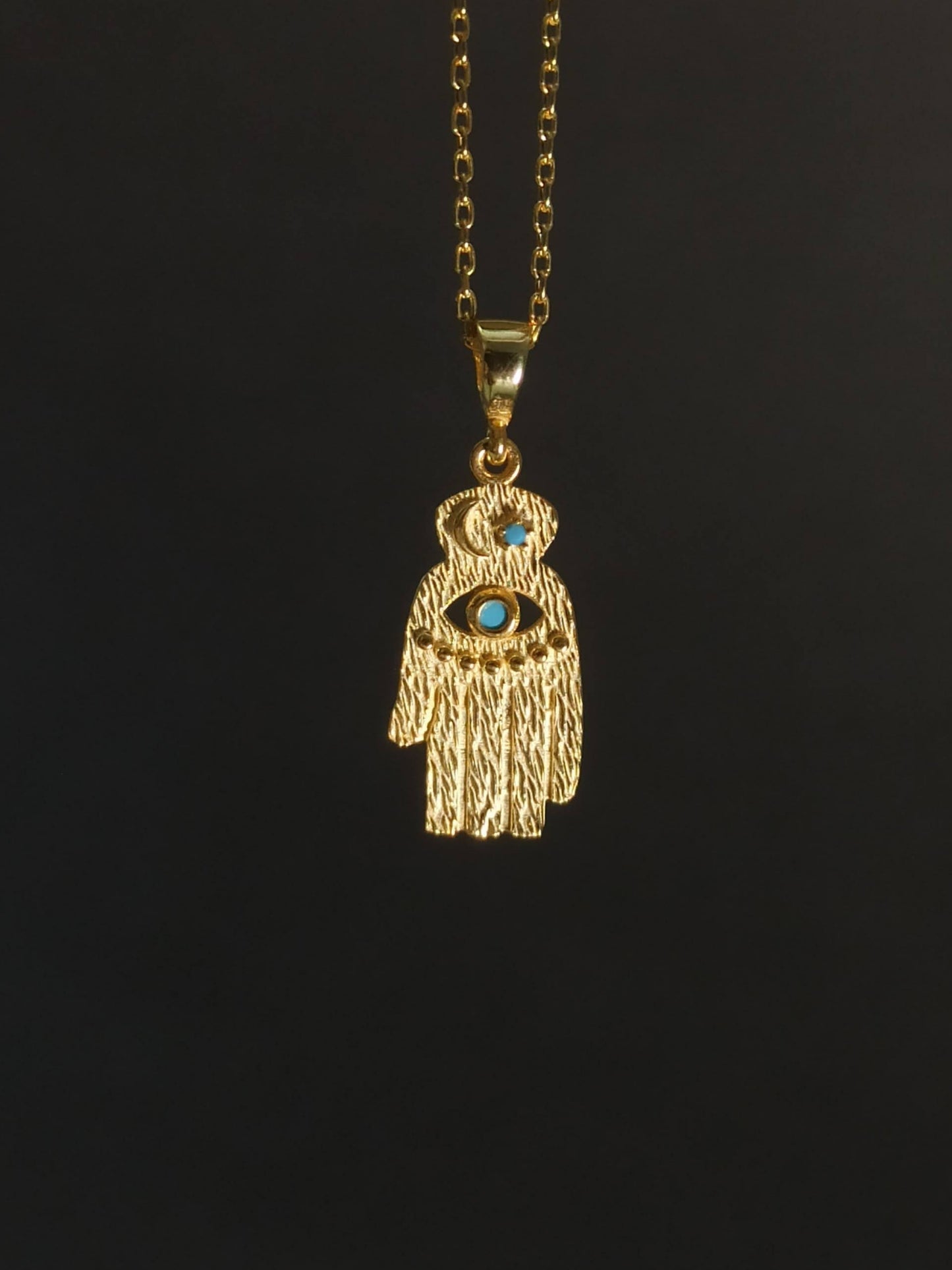 Turkuaz Taşlı Fatma’nın Eli Kolye, Koruma ve Şans Sembolü