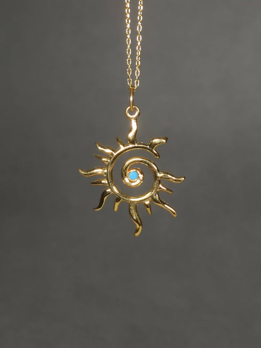 Gümüş Spiral Güneş Kolye