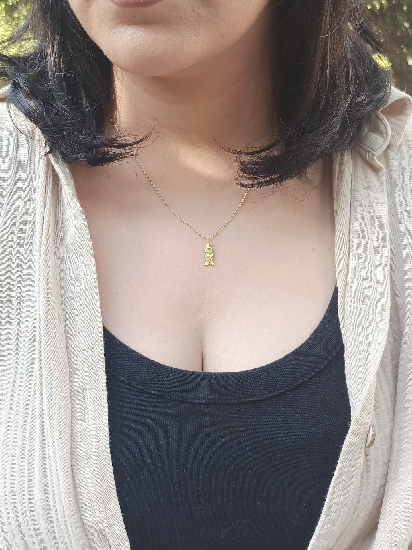 Altın Mini Balık Kolye - Gümüş Bereket Kolyesi