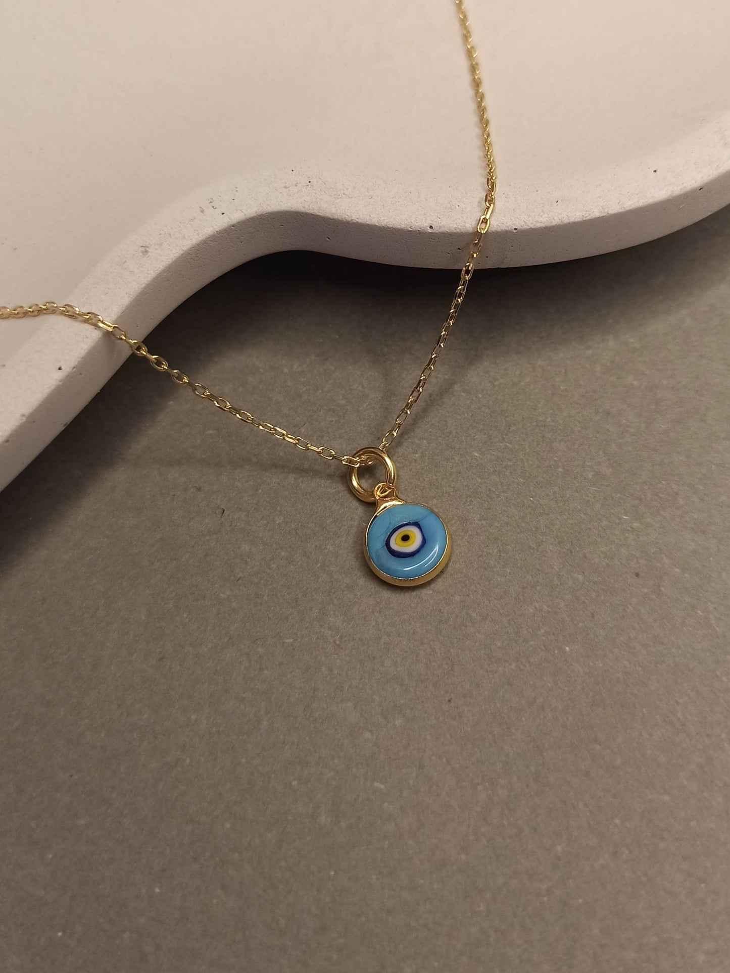 Gümüş Nazar Boncuğu Kolye, Altın Kaplama