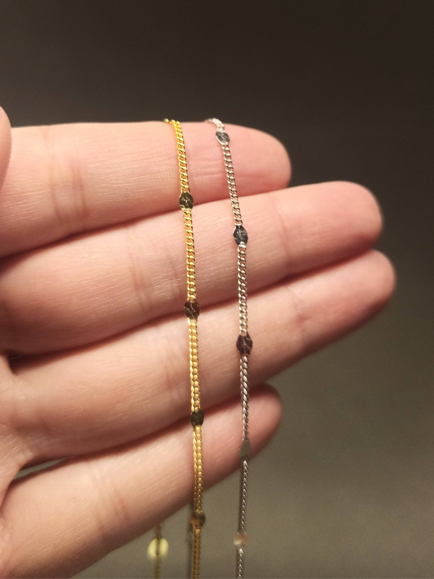 Gümüş Pullu Gurmet Zincir Kolye, Altın Kaplamalı