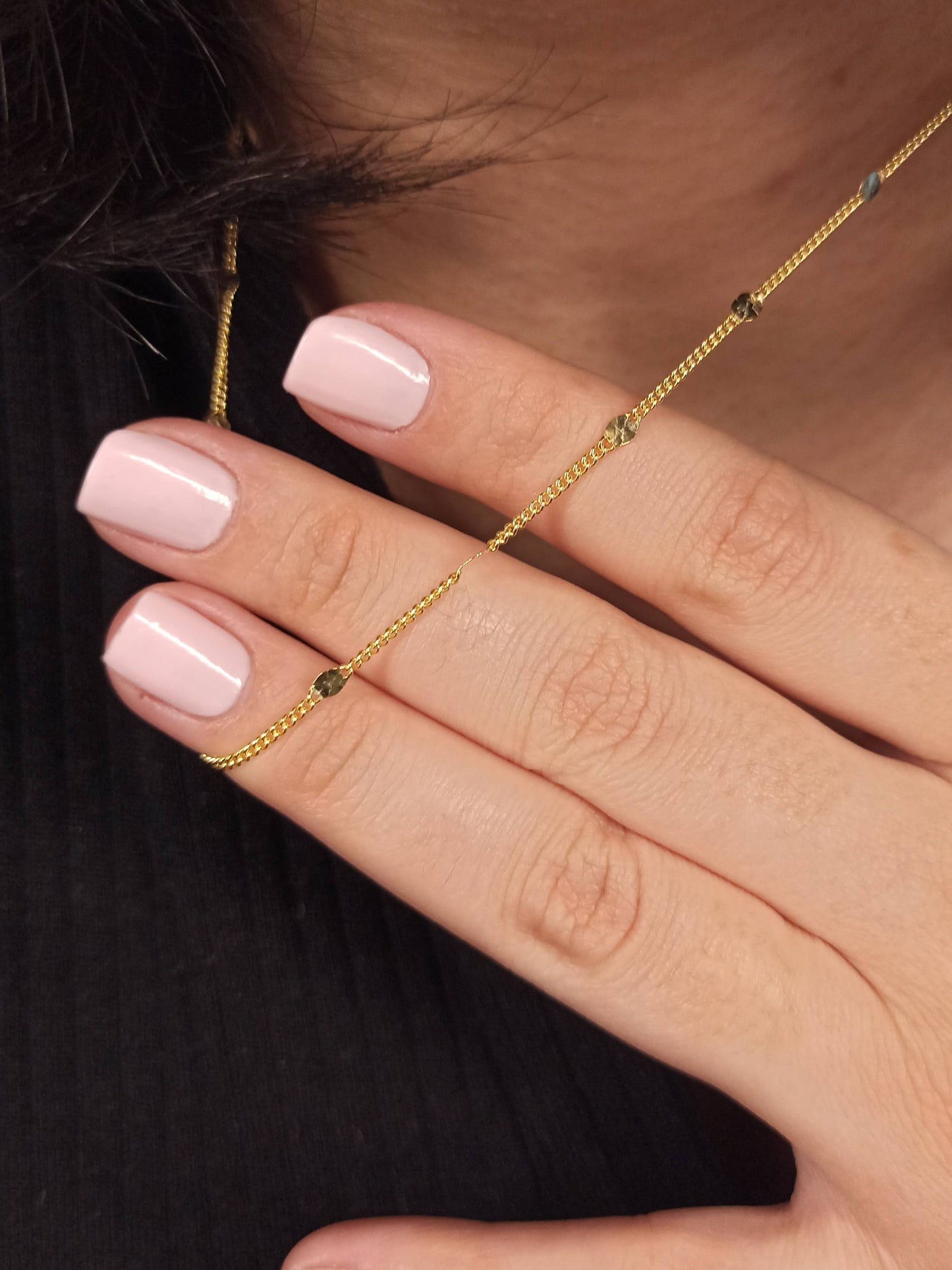 Gümüş Pullu Gurmet Zincir Kolye, Altın Kaplamalı