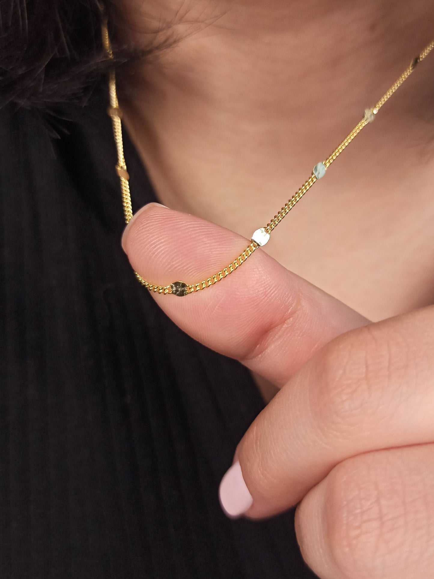 Gümüş Pullu Gurmet Zincir Kolye, Altın Kaplamalı