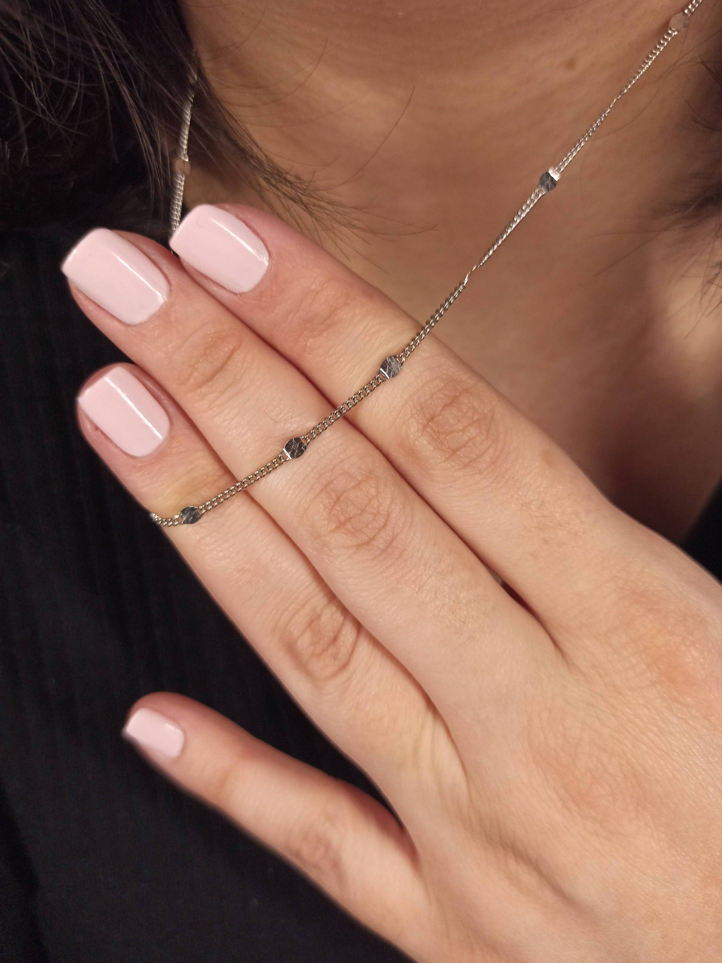 Gümüş Pullu Gurmet Zincir Kolye