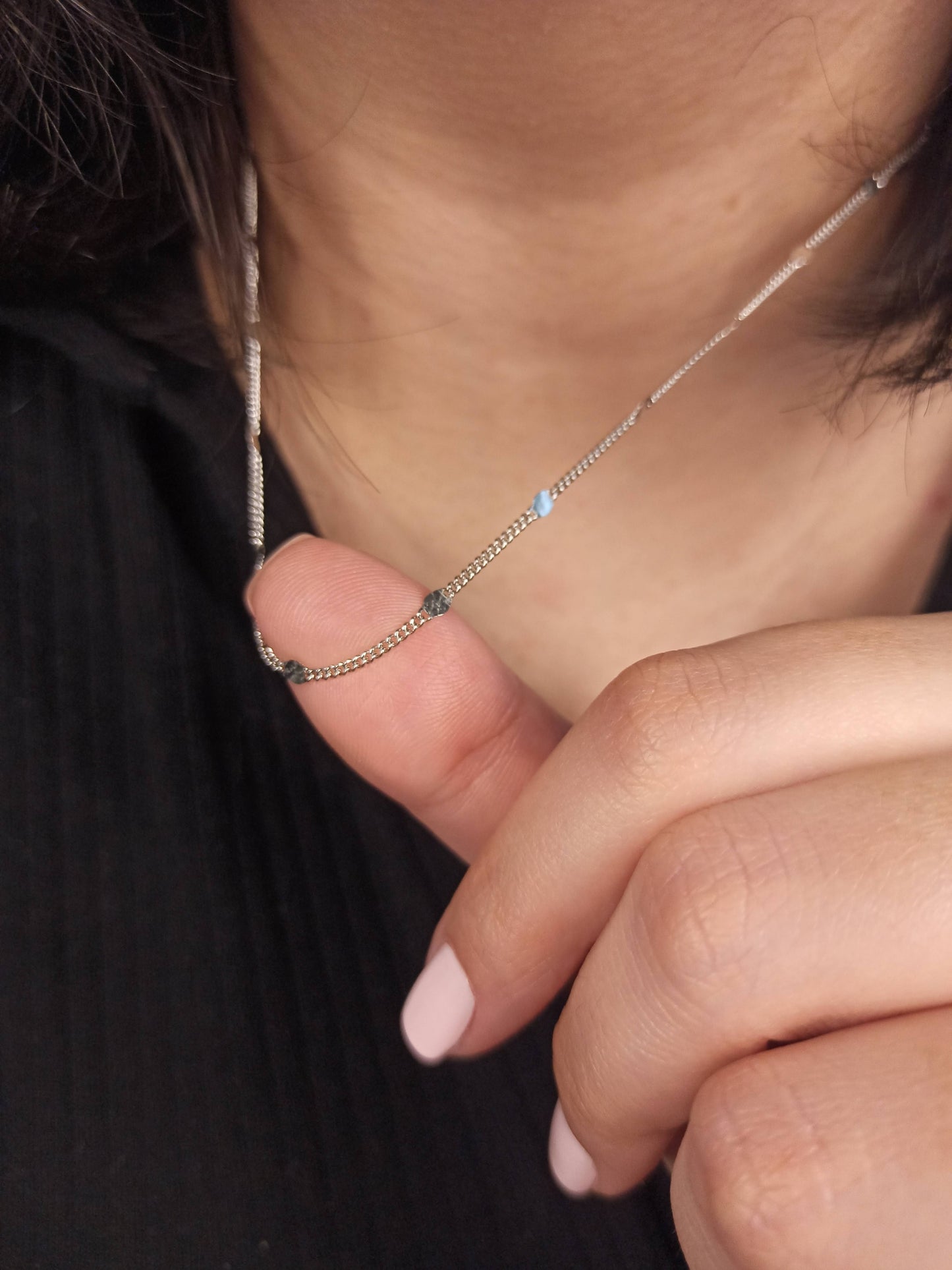 Gümüş Pullu Gurmet Zincir Kolye