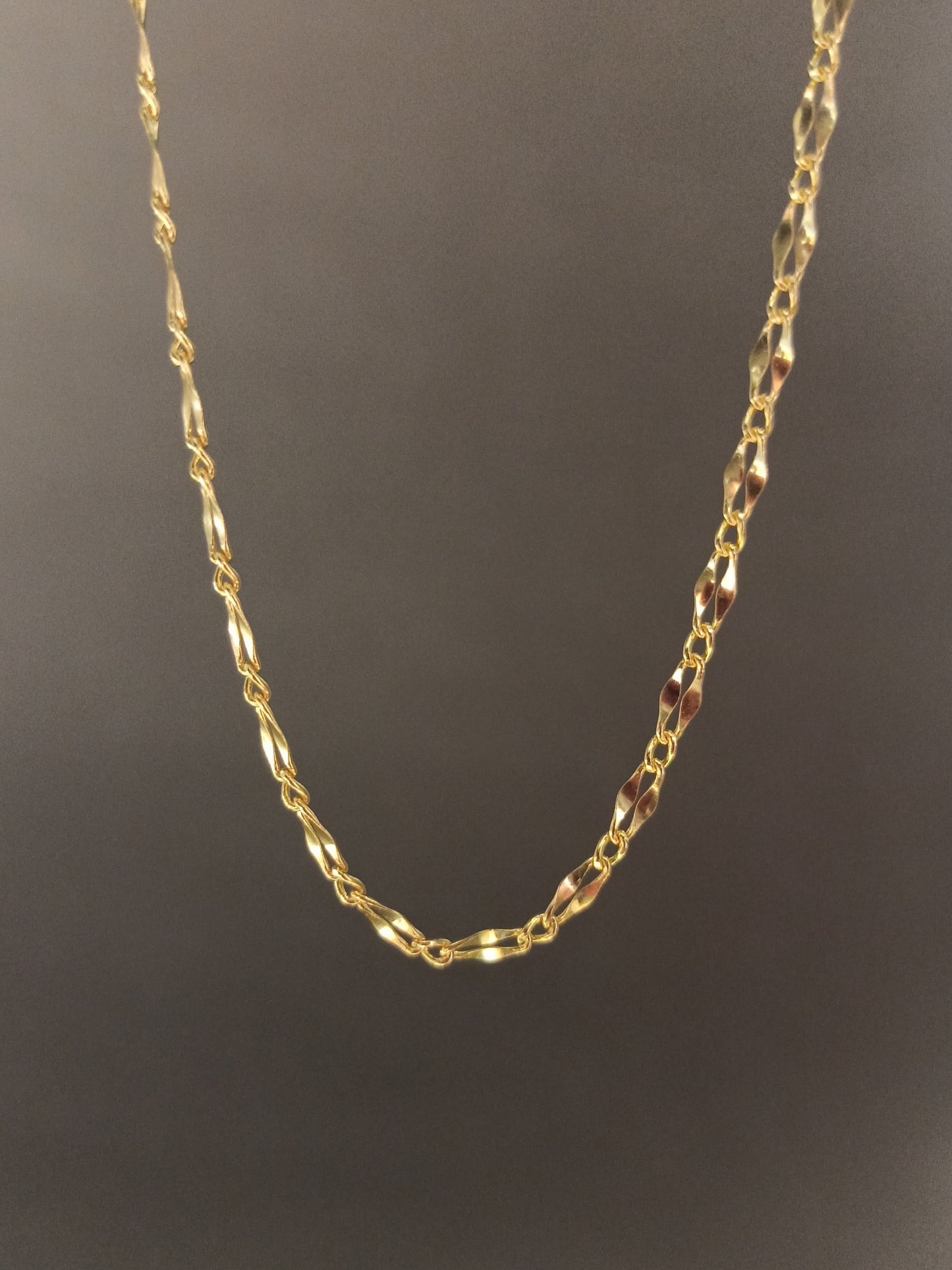 Çift Sıralı Gümüş Aynalı Zincir Kolye, Altın Kaplamalı