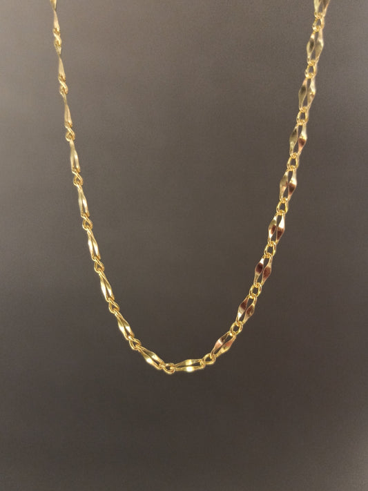 Çift Sıralı Gümüş Aynalı Zincir Kolye, Altın Kaplamalı