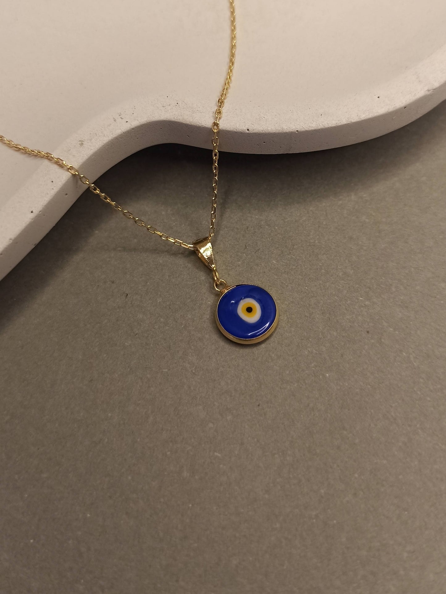 Minimal Nazar Boncuğu Kolye | Altın Kaplama Gümüş