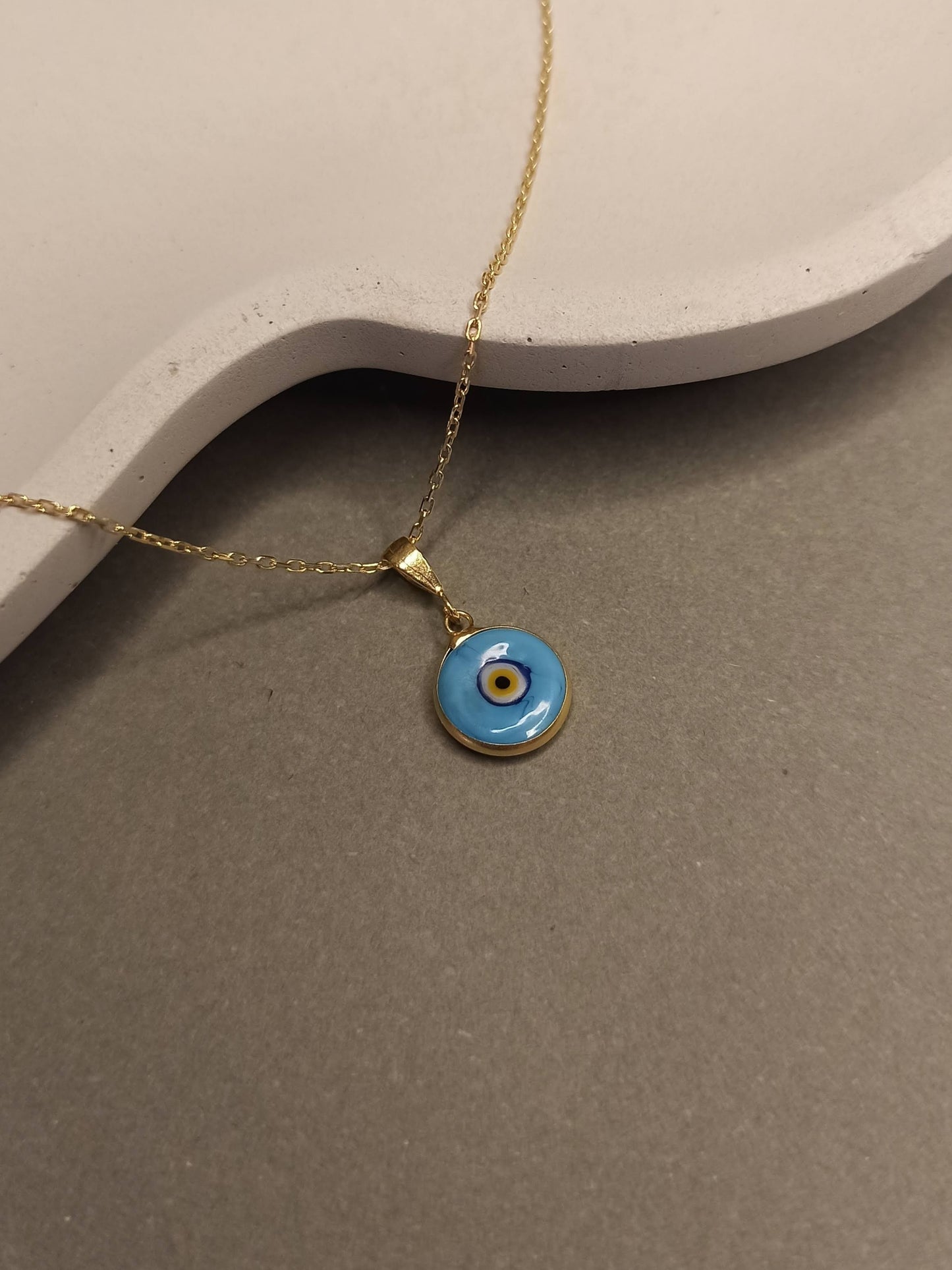 Minimal Nazar Boncuğu Kolye | Altın Kaplama Gümüş