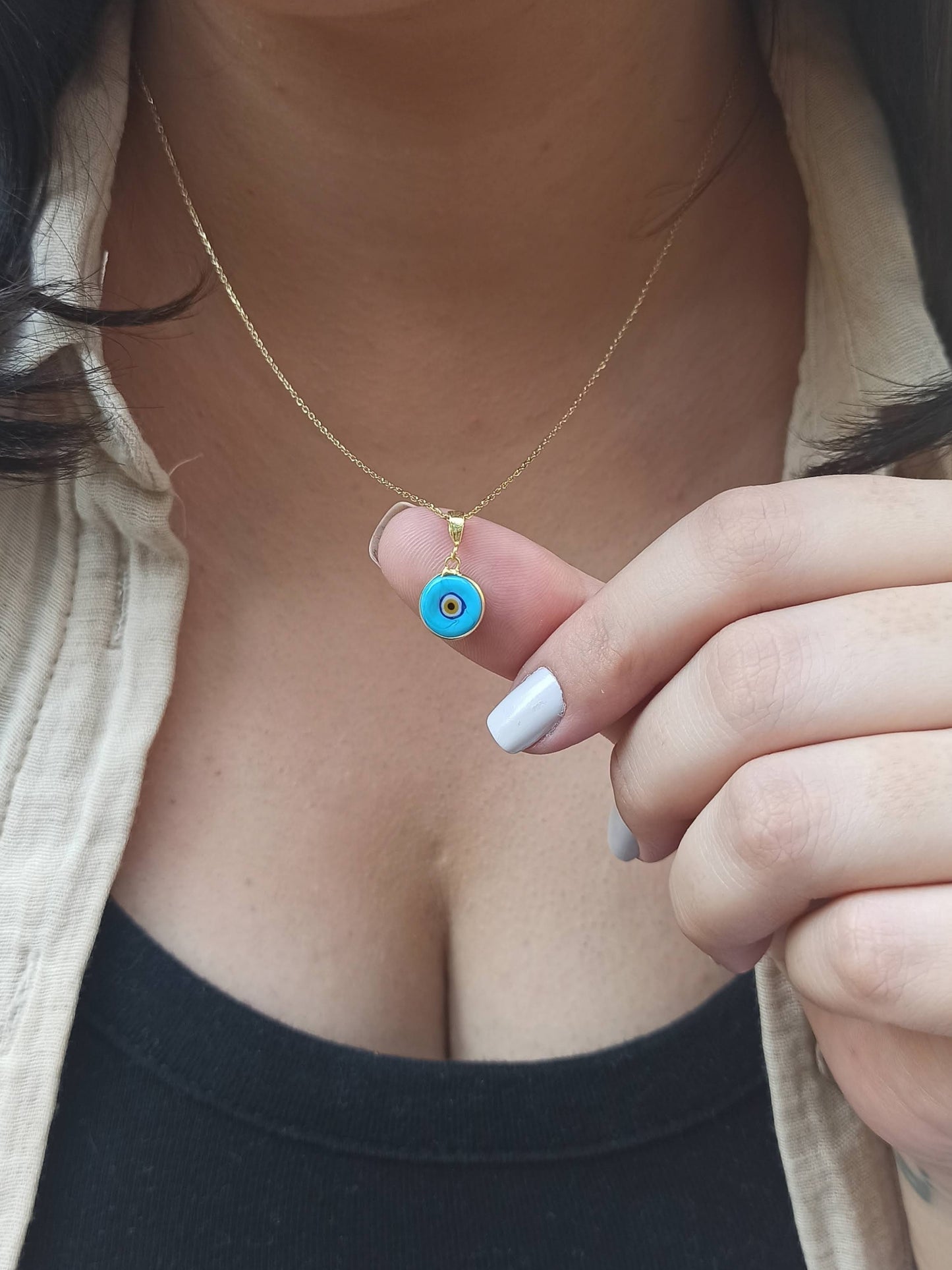 Minimal Nazar Boncuğu Kolye | Altın Kaplama Gümüş