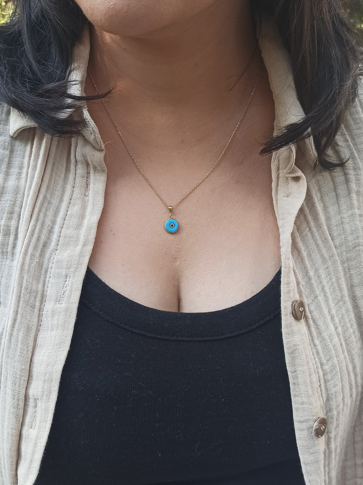 Minimal Nazar Boncuğu Kolye | Altın Kaplama Gümüş