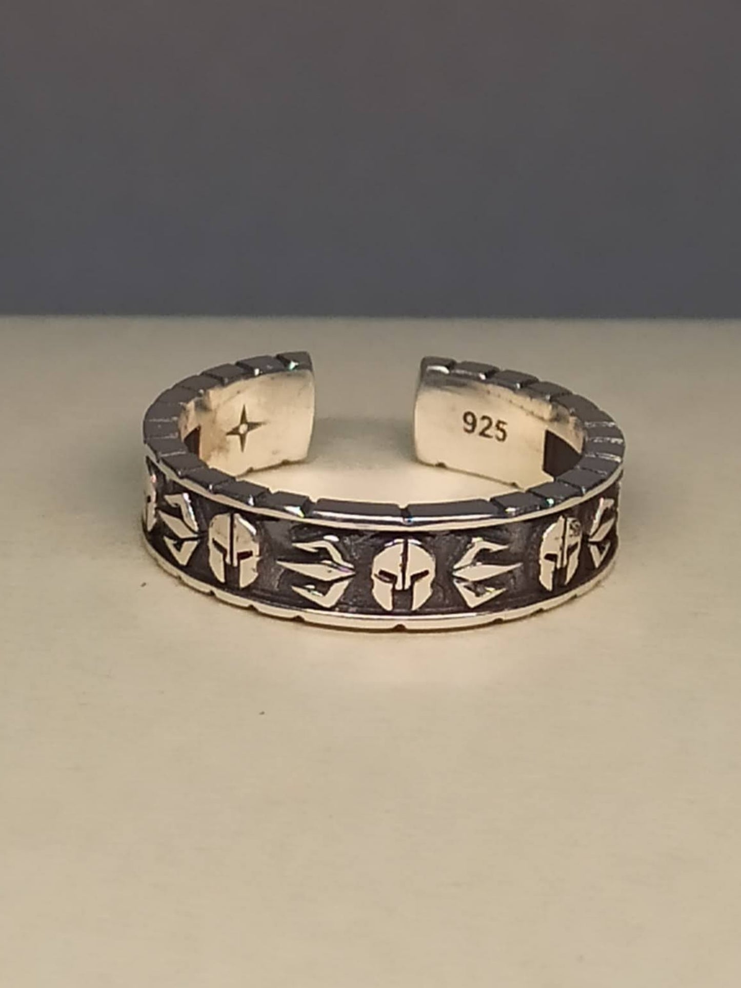 Gümüş Spartalı Miğfer Erkek Yüzüğü, Ayarlanabilir