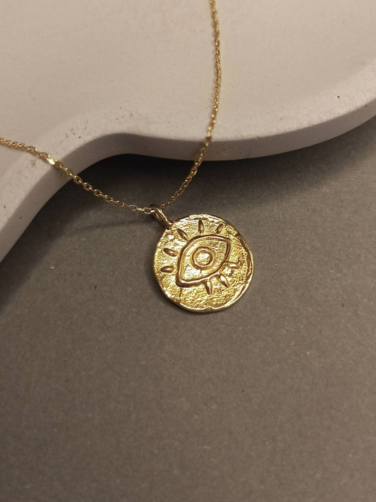 Antik Göz Madalyon Kolye, Çift Taraflı Kullanım