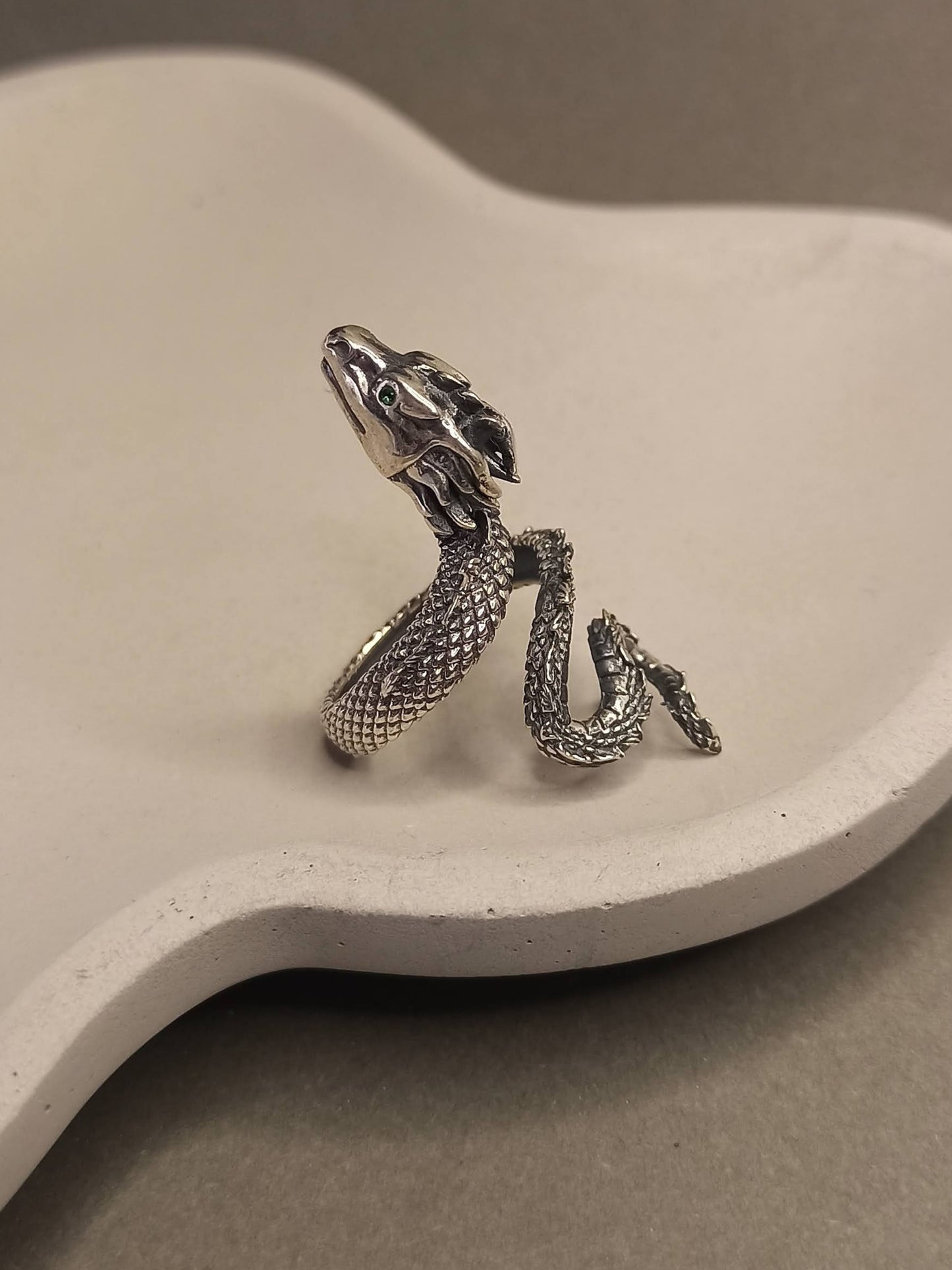 Sarmal Ejderha Yüzük | 925 Gümüş , Ayarlanabilir