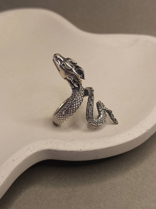 Sarmal Ejderha Yüzük | 925 Gümüş , Ayarlanabilir
