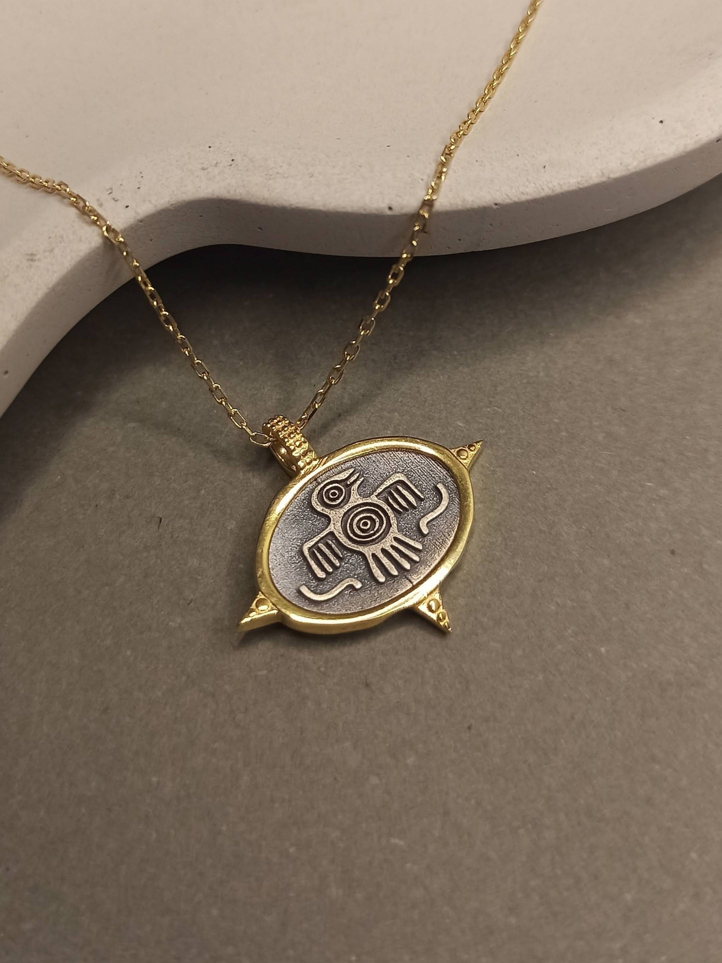 Aztek Spiral Ateş Kuşu Kolye