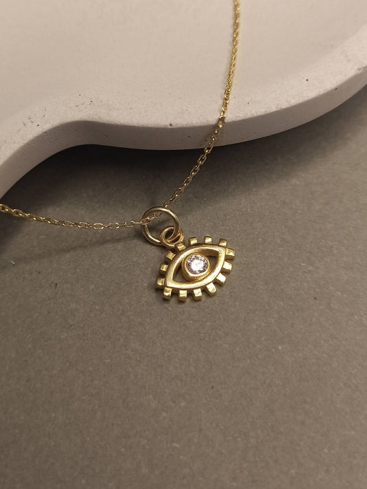 Mini Zirkon Taşlı Göz Kolye, Nazarlık Koruyucu Takı