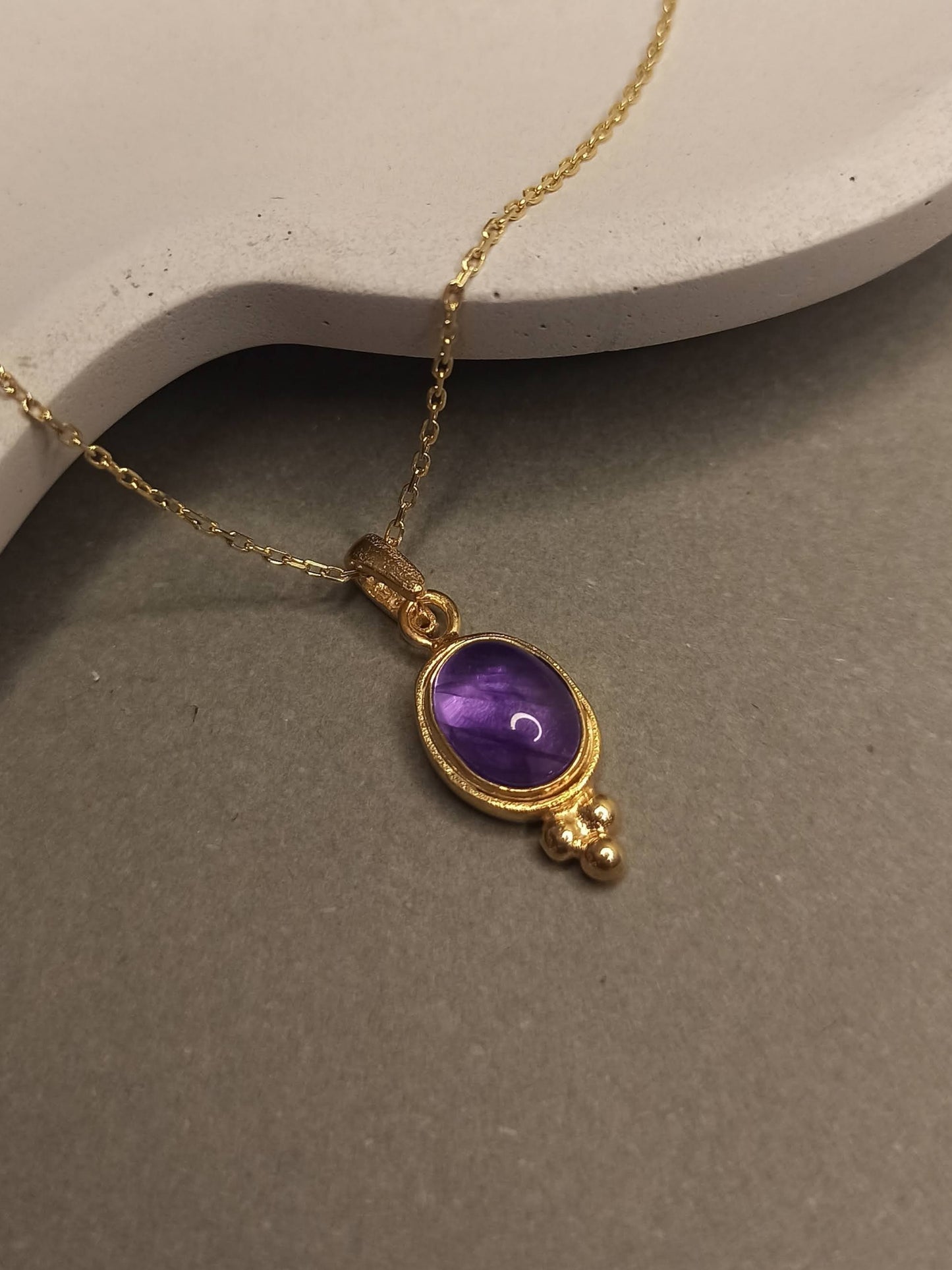 Doğal Ametist Taşlı Kolye