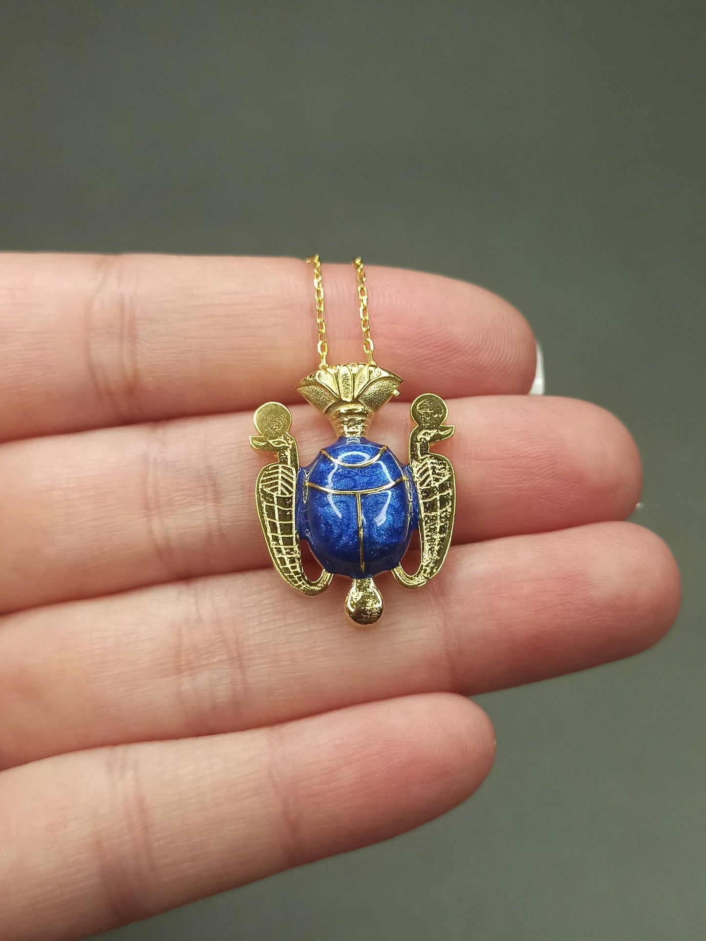 Antik Mısır Mavi Böcek Kolye