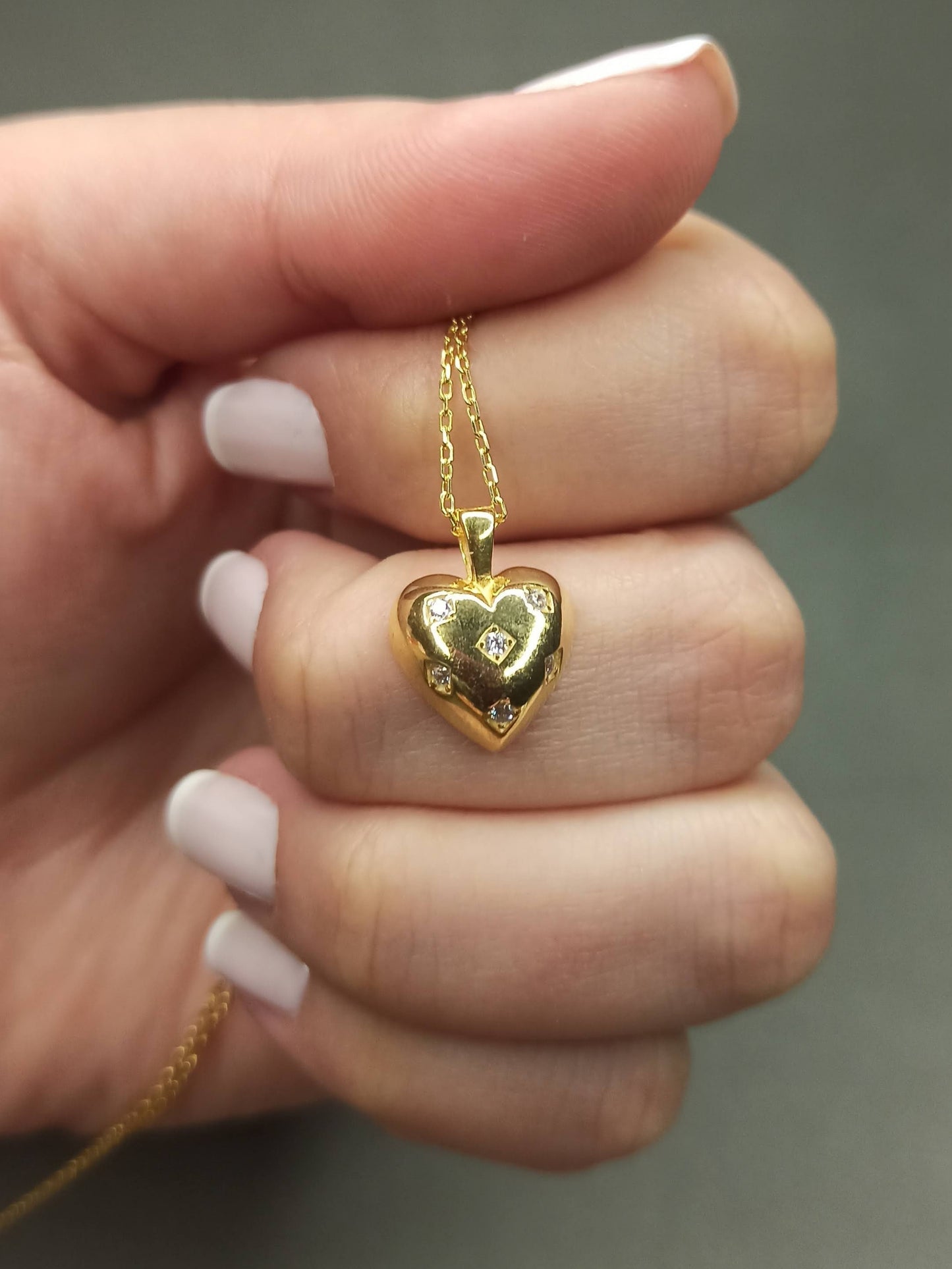 Gümüş Zirkon Taşlı Kalp Kolye