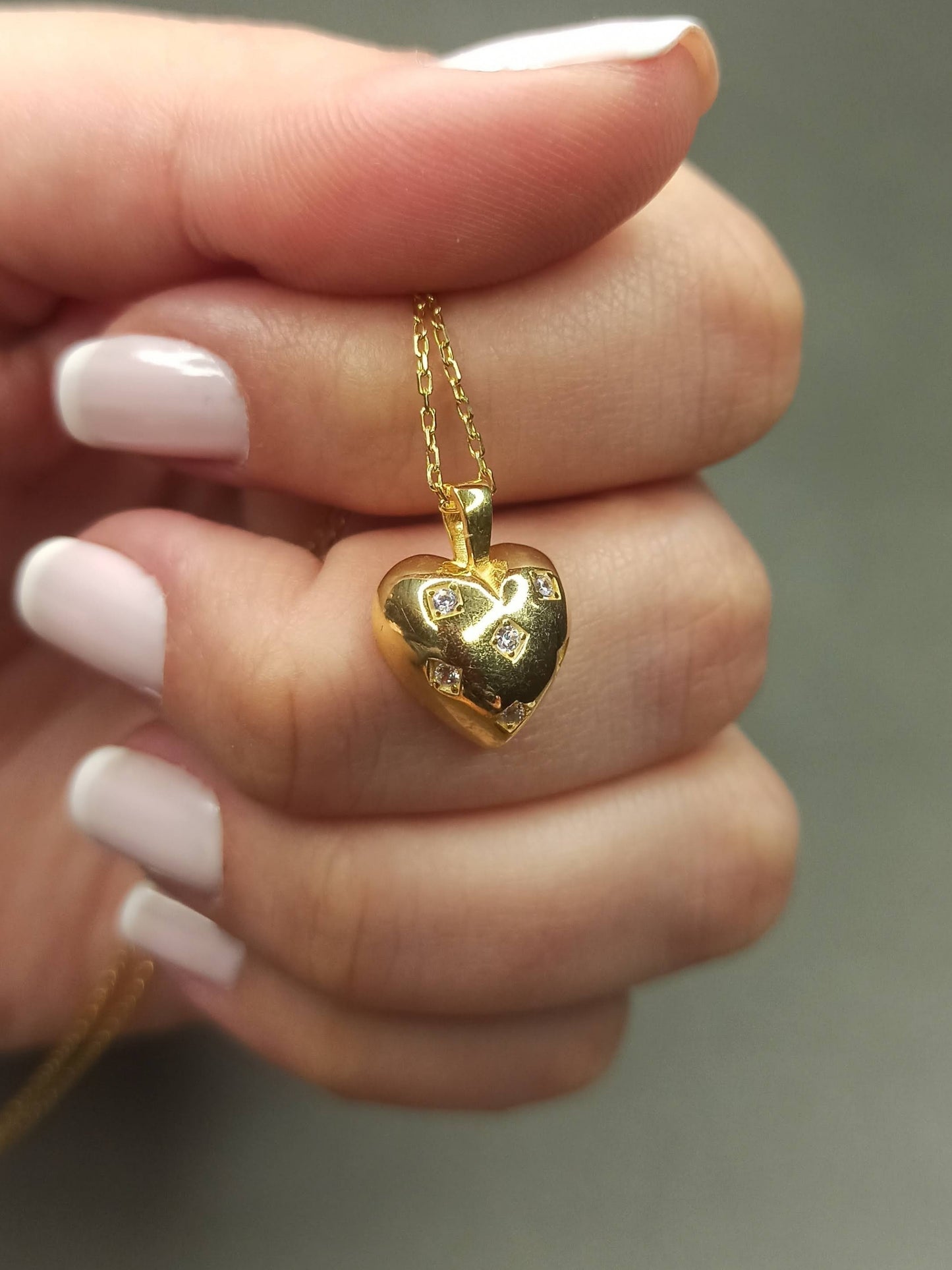 Gümüş Zirkon Taşlı Kalp Kolye