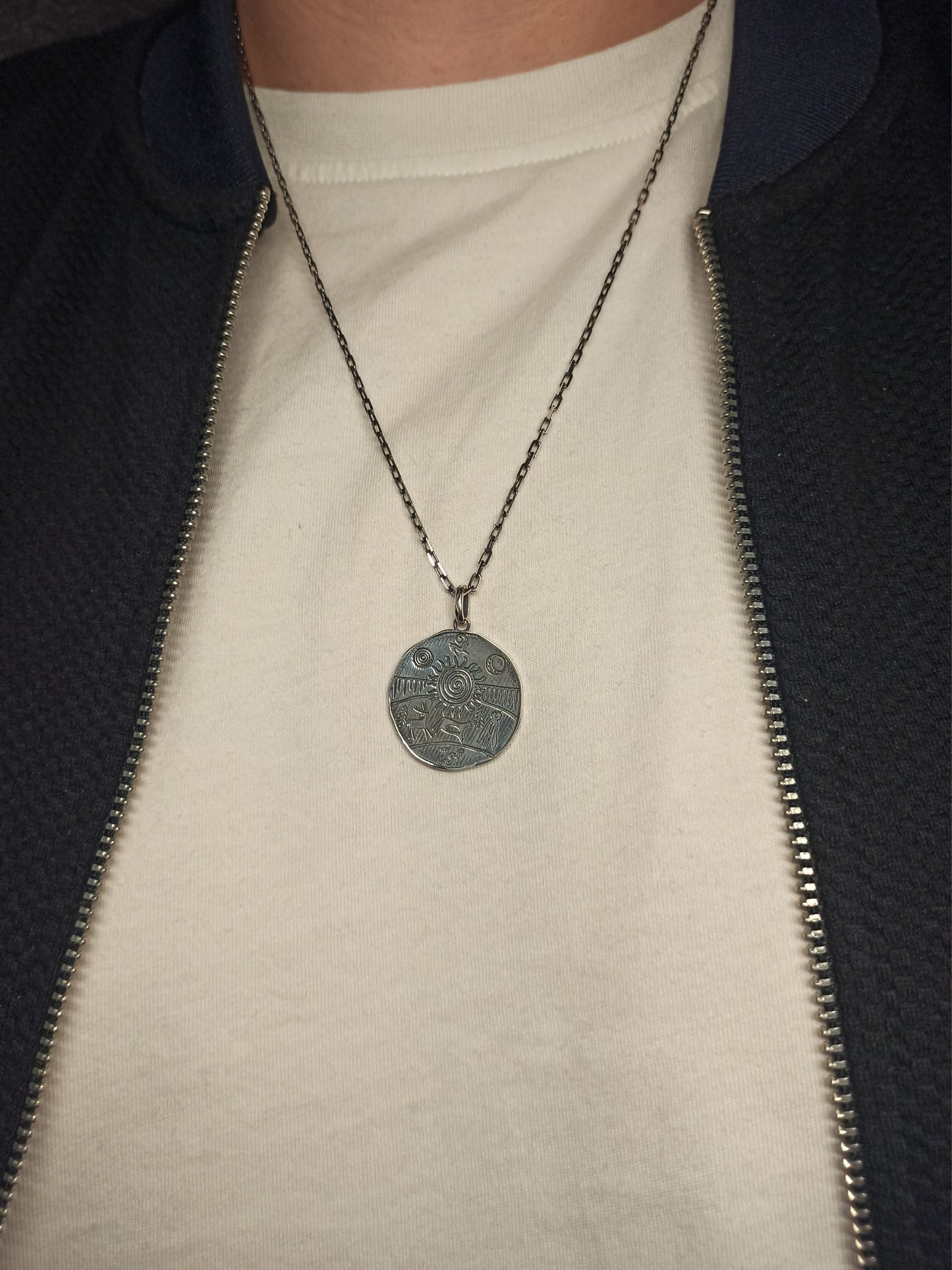 Şaman Davulu Spiral Motifli Erkek Kolye