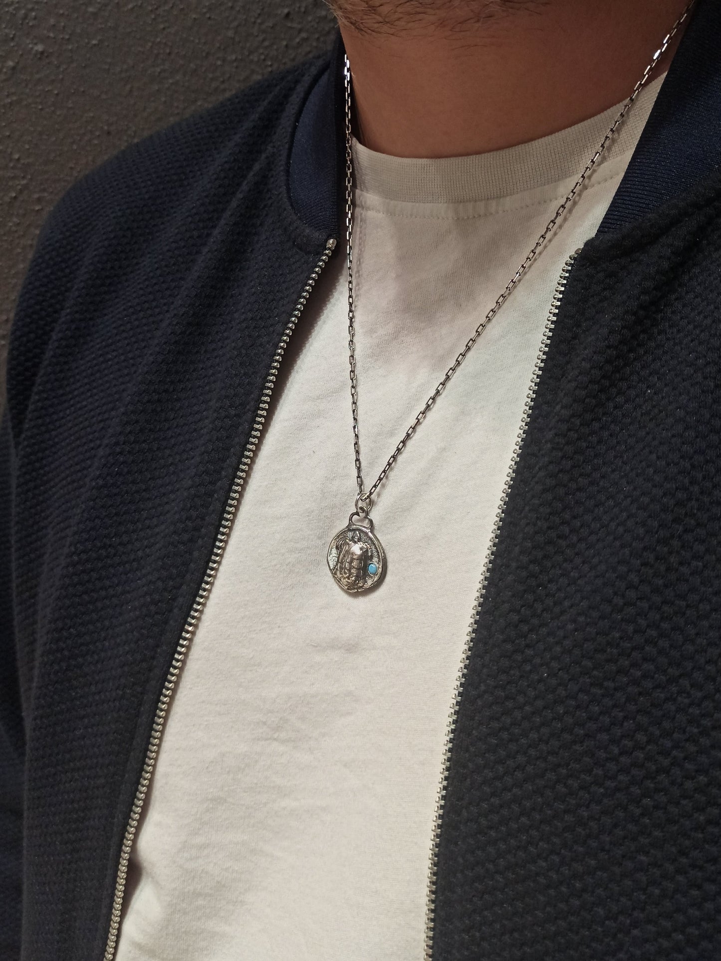 Kaplumbağa Kabartmalı Erkek Madalyon Kolye