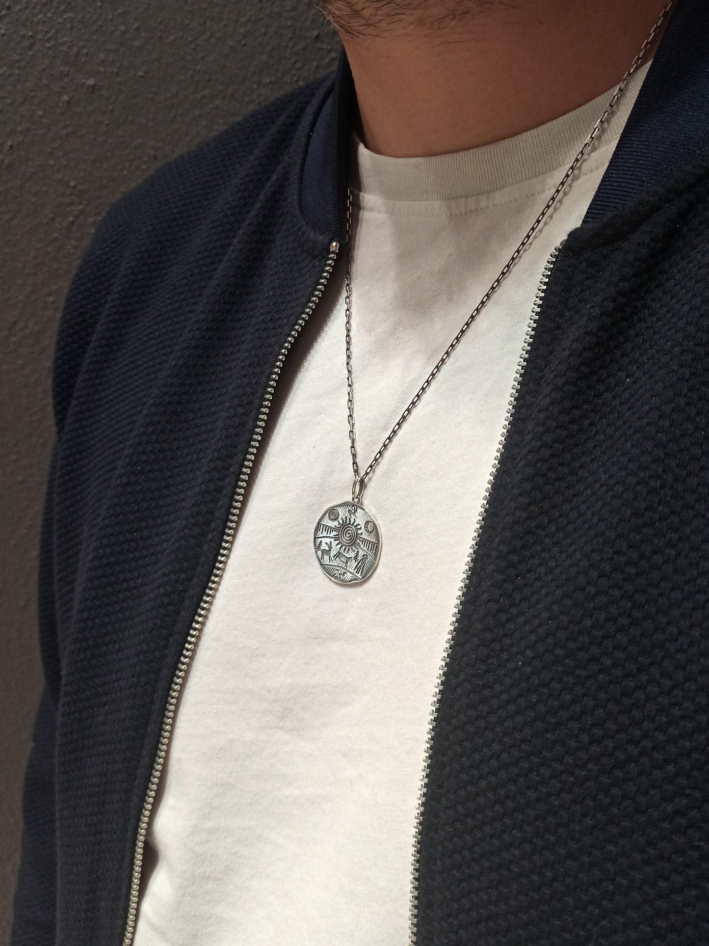 Şaman Davulu Spiral Motifli Erkek Kolye