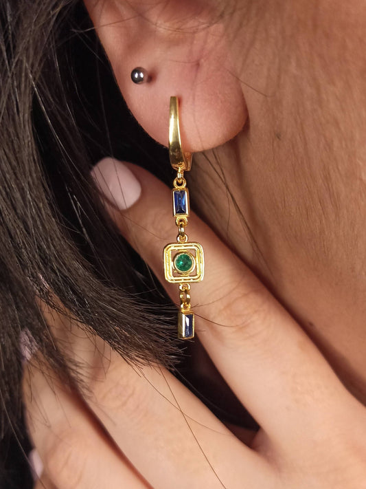 Sallantılı Renkli Taşlı Vintage Küpe