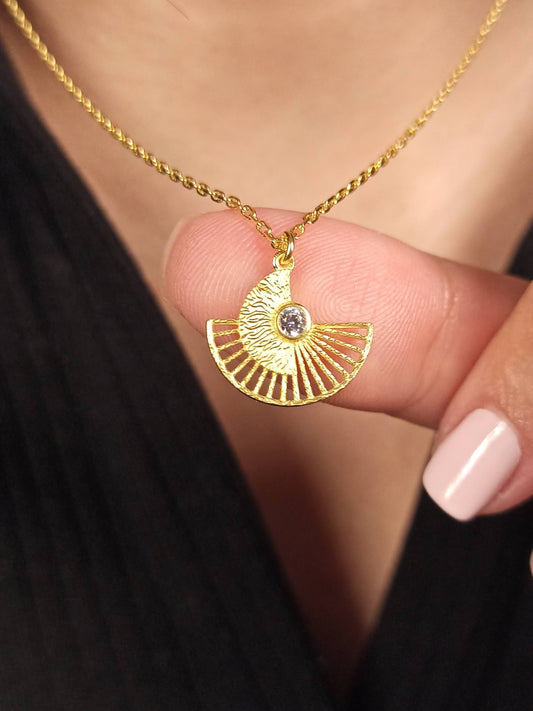 Japon Yelpazesi Gümüş Kolye