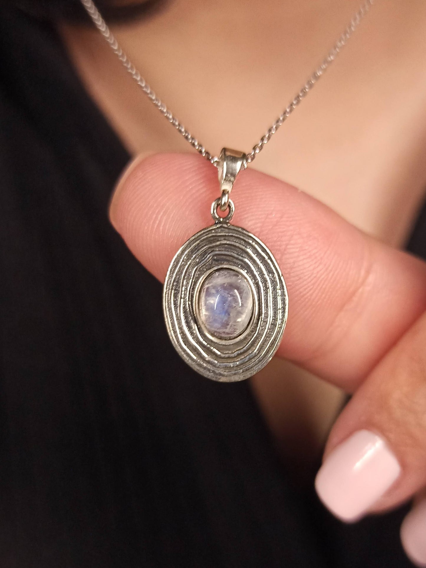 Doğal Ay Taşlı El Yapımı Kolye