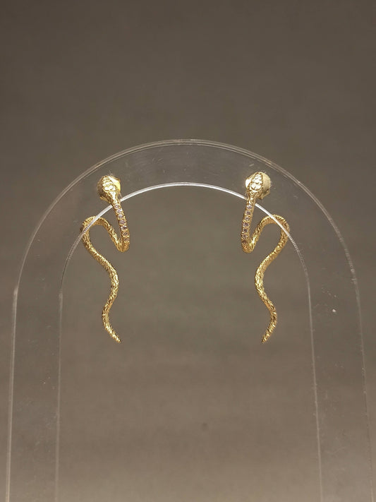 Gümüş Taşlı Yılan Küpe