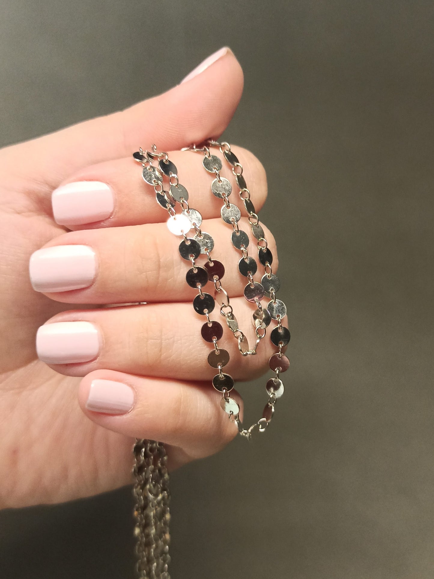 90 cm Gümüş Pullu Zincir Kolye