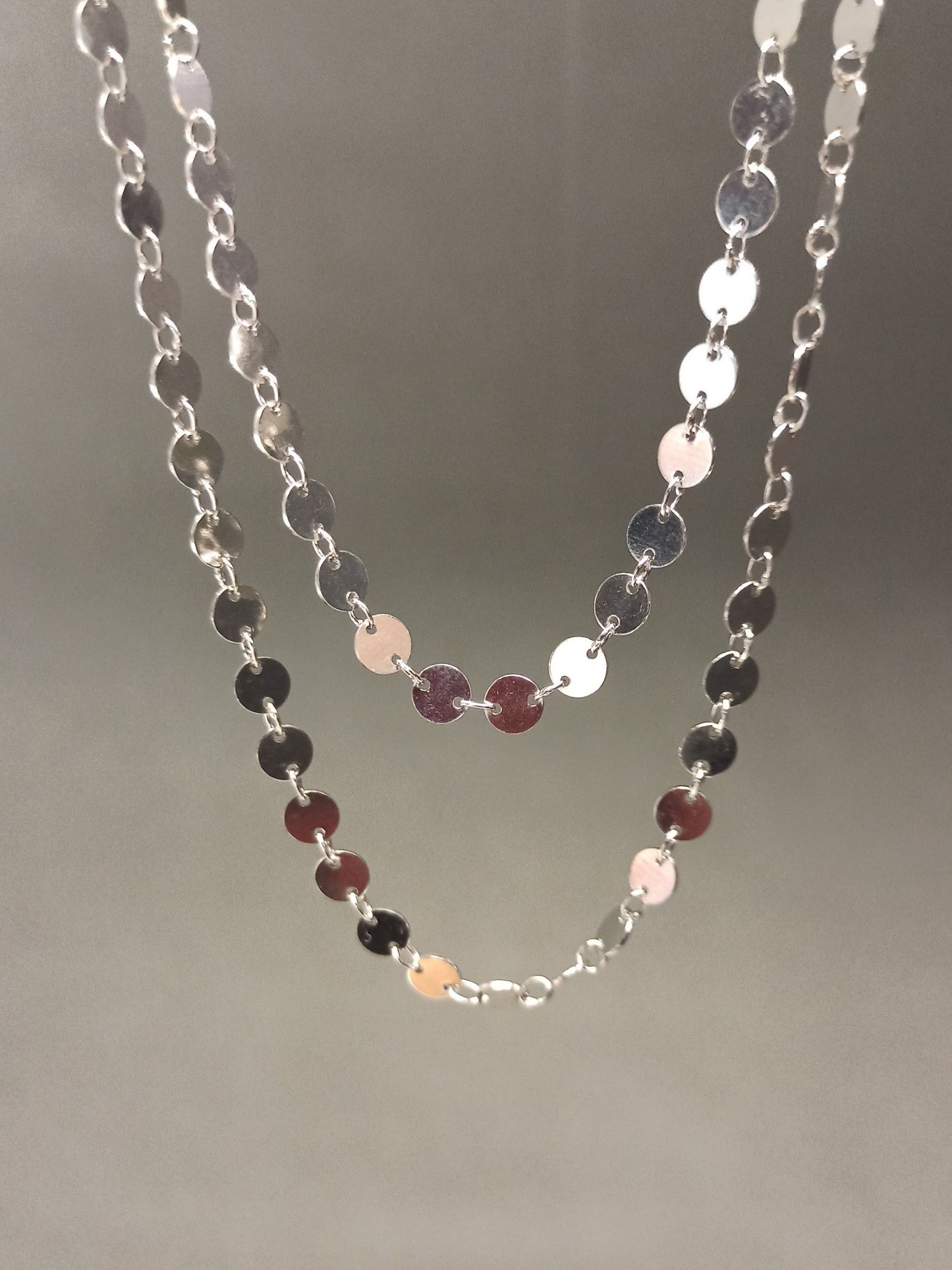 90 cm Gümüş Pullu Zincir Kolye