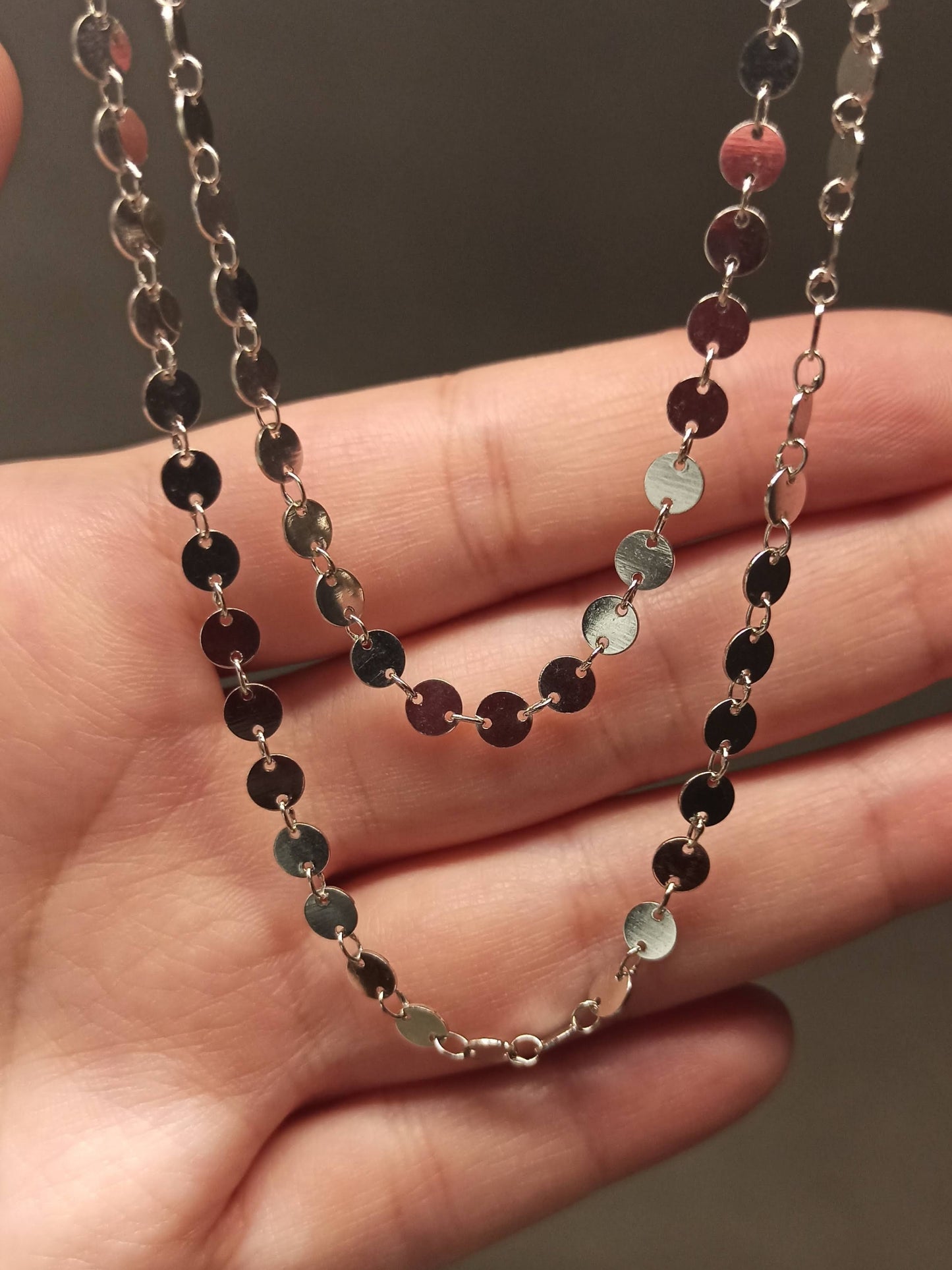 90 cm Gümüş Pullu Zincir Kolye