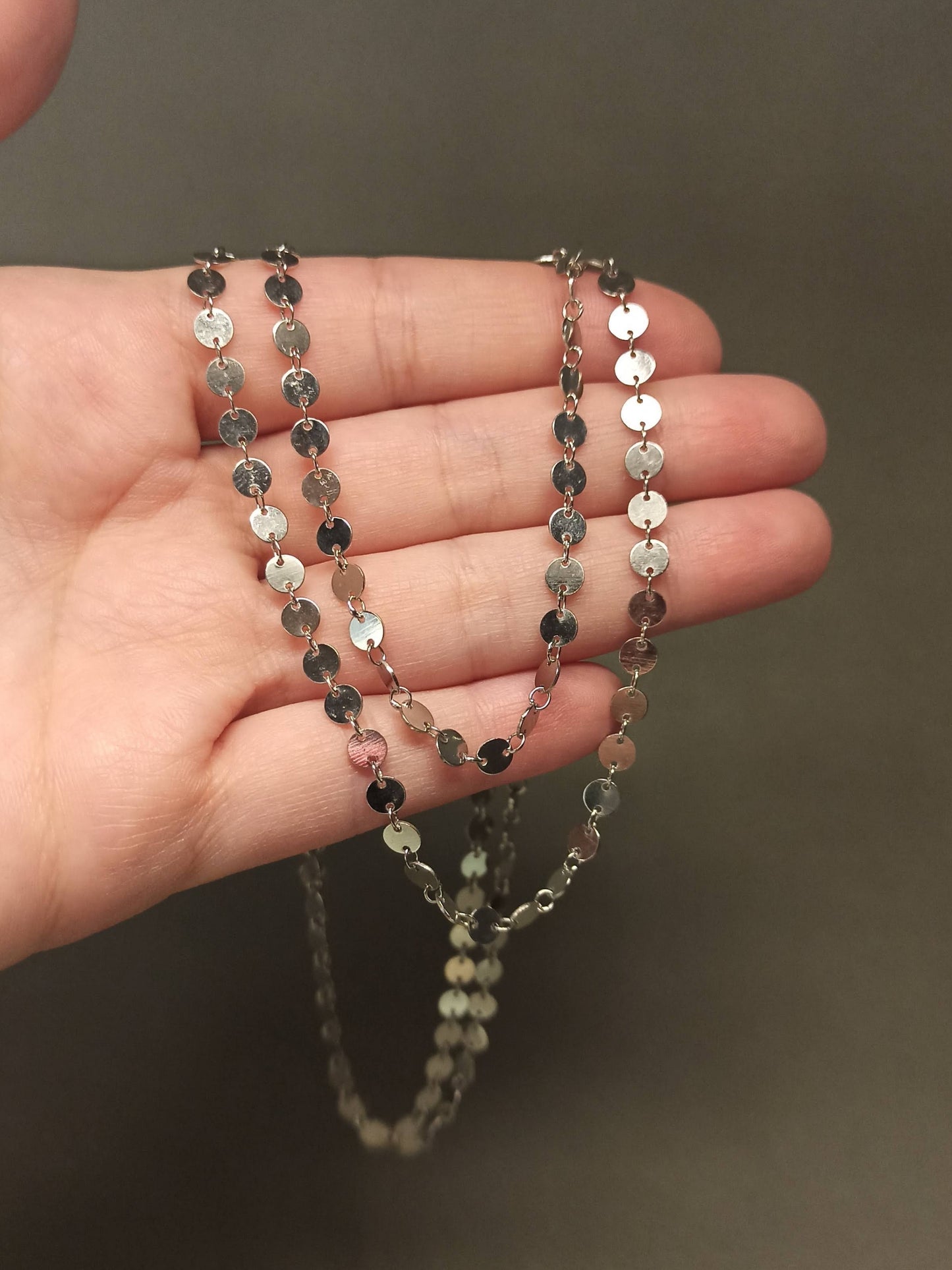 90 cm Gümüş Pullu Zincir Kolye