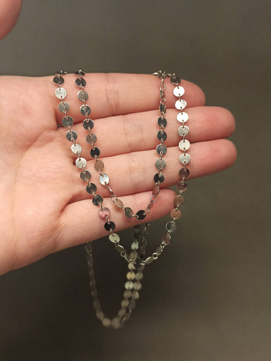 90 cm Gümüş Pullu Zincir Kolye